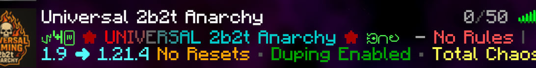 Universal 2b2t Anarchy Minecraft Server